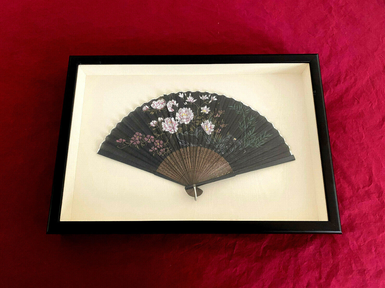 Early 1900s China Chinese Canton Lotus Flower Fan