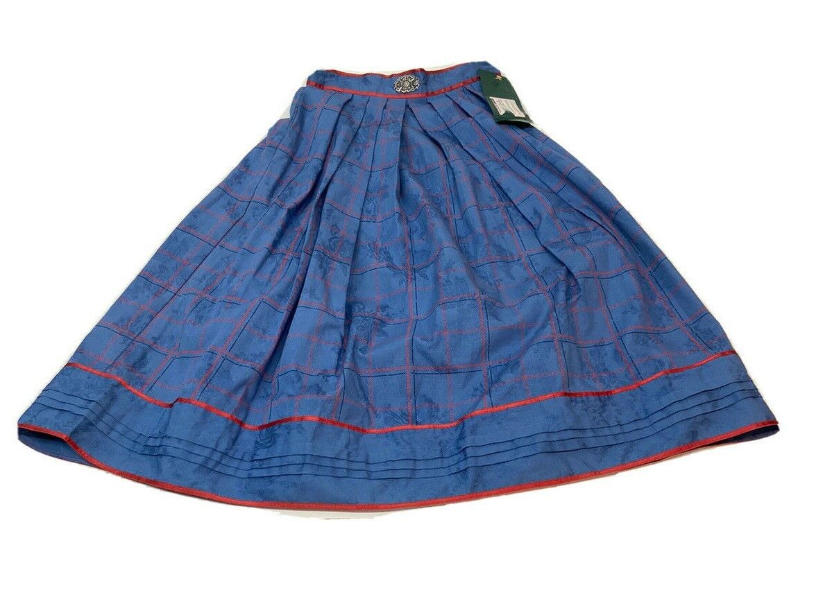Trachten Skirt Alphorn Original Blue Cotton Size Eu 36 Us Small Alpine Austrian