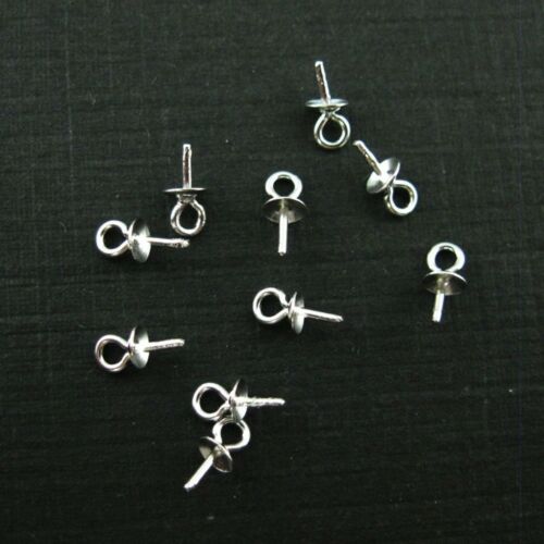 925 Sterling Silver Peg Bail Caps For Half Drilled Pearls And Beads (20 Pcs)