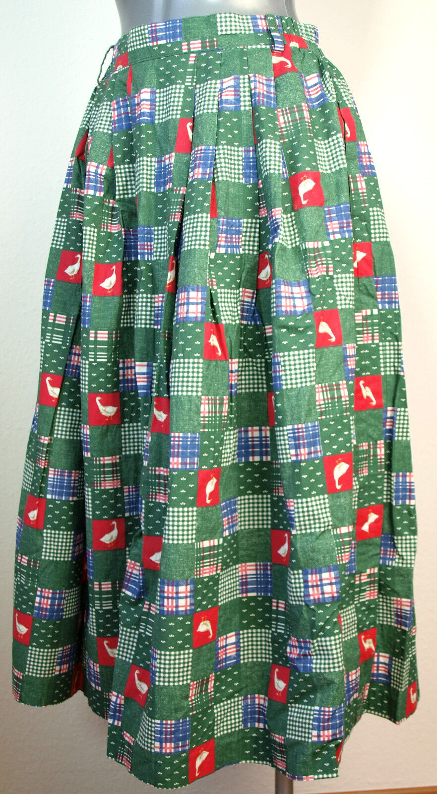 Skirt Traditional Costume Meico Bell Shaped German Country Geese Green Patch 40