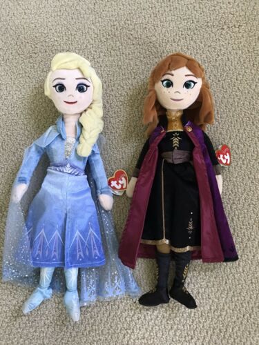 Ty Princess Elsa & Anna 2019 Disney Frozen 2 16" Beanie Buddy Plush Toy Mwmts